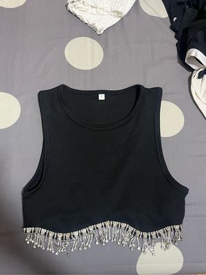 Streetwear Goth Crop top Wanita black
