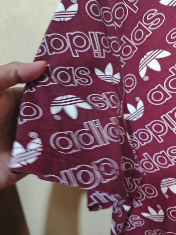 Kaos Adidas tshirt aop bunga merah maroon S M, foto 6