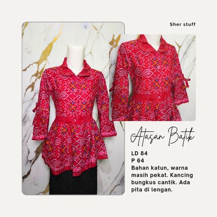 Atasan / Blouse Peplum Batik Wanita Kantor / Santai