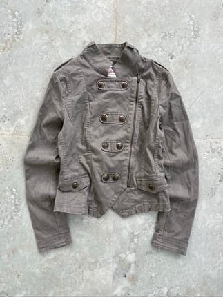 Gray Napoleon Style Asymmetric Zip Jacket
