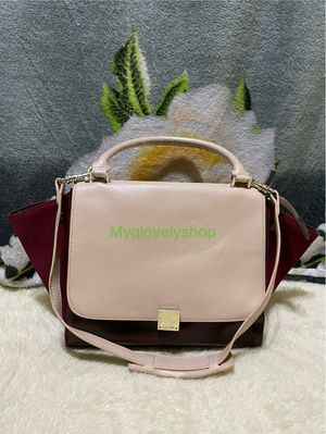 CELINE Casual Crossbody Bag Wanita burgundy cream