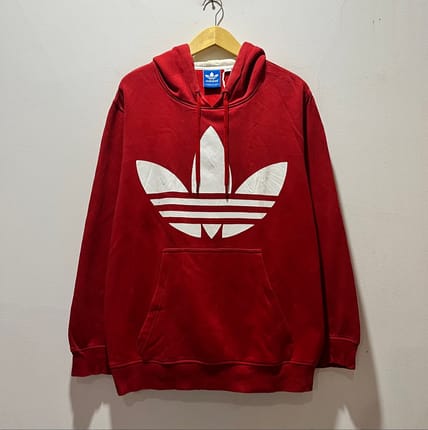 Hoodie Adidas Trefoil Big Logo Spellout Red