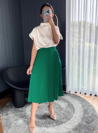 Rok Plisket Midi / Rok Plisket Tanggung / Rok 7/8  / Plisket