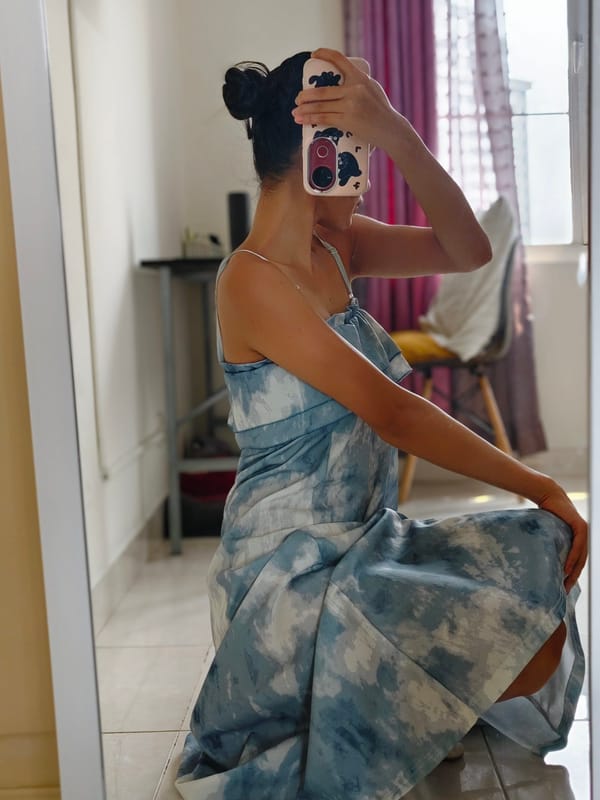 🌊Blue Tie-Dye Strapless Midi Dress, foto 3