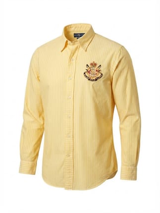 Kemeja Ralph Lauren Striped Yellow Crest Logo