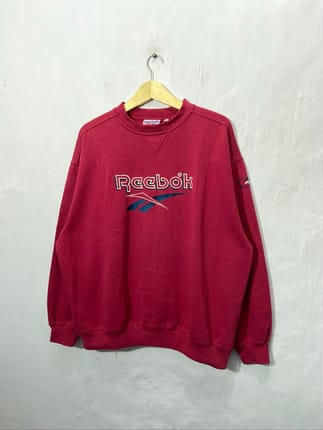 Reebok Logo Font Embroidered Sweatshirt Red Unisex