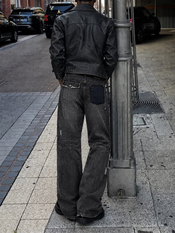 Y2K Difference Distressed Patchwork Flared Bootcut Jeans, foto 6
