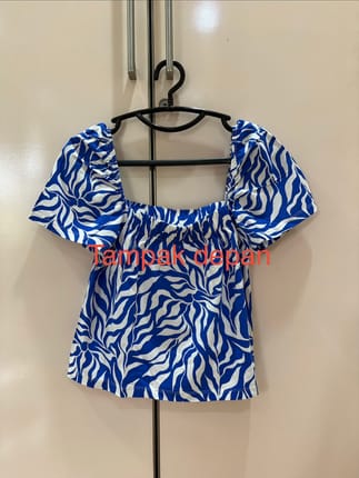 HnM blue tropical blouse