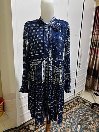 ZARA blue navy paisley dress