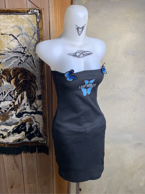 Ivy Black Butterfly Mini Tube Dress (S), foto 2