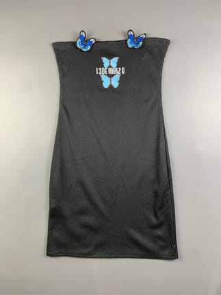 Ivy Black Butterfly Mini Tube Dress (S)