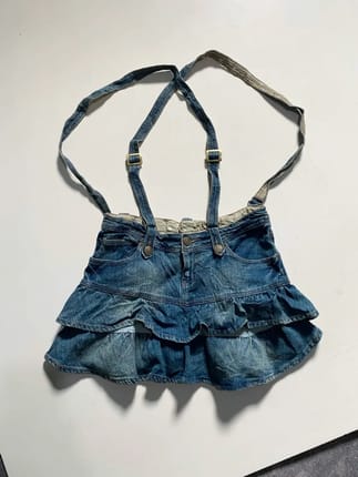 2000s Liz Lisa Mini Ruffle Denim Skirts