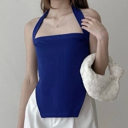 Rose Halter Top - Royal Blue