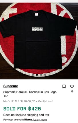 Vintage Supreme harajuku snake skin box logo