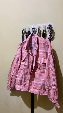 JAKET FLANEL CROP WANITA PREMIUM Lengan Balon Nyaman