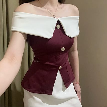 Raine Top | Korean Top - Atasan Formal Vest Wanita Atasan Fi
