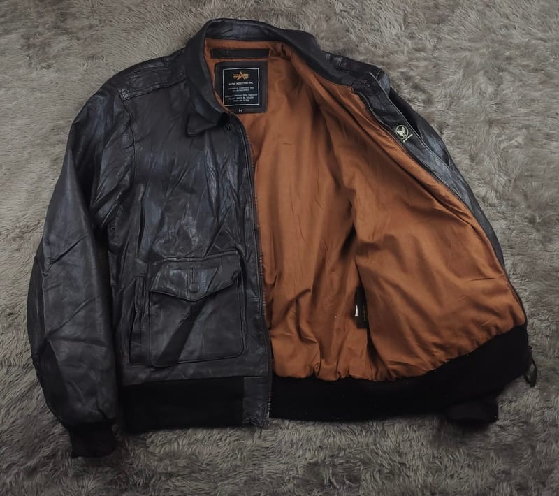 Alpha industries bomber pilot leather jacket, foto 2