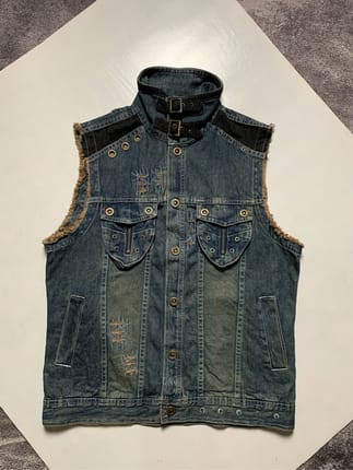 in the attic denim vest y2k Grunge Gothic