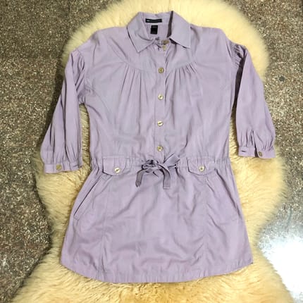 Mango Baju Dress Kemeja Lengan Panjang Ungu Purple Mini Dres