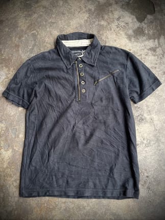 Y2k MEF Japanese Short Sleeve Zip Up Polo Shirt