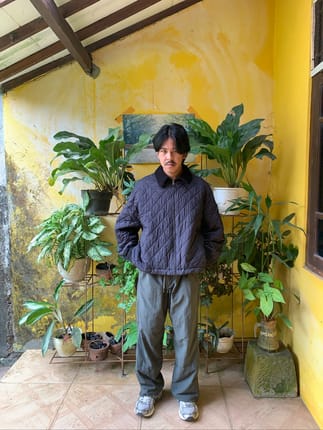 UNIQLO:C KERAH CORDUROY QUILTED JACKET OVERSIZE HITAM
