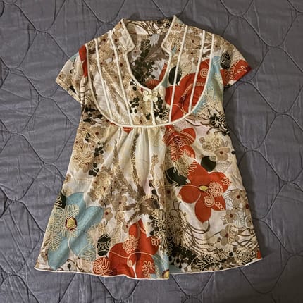 White Floral Blouse Top