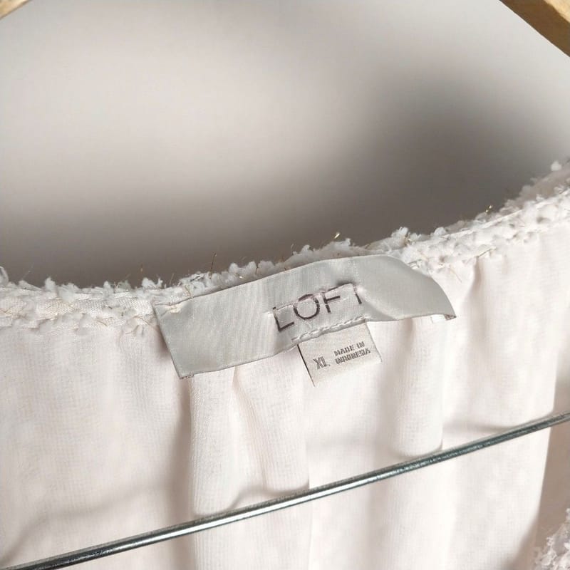 Oversize Ruffle Blouse Oversize Putih Brand Loft, foto 9