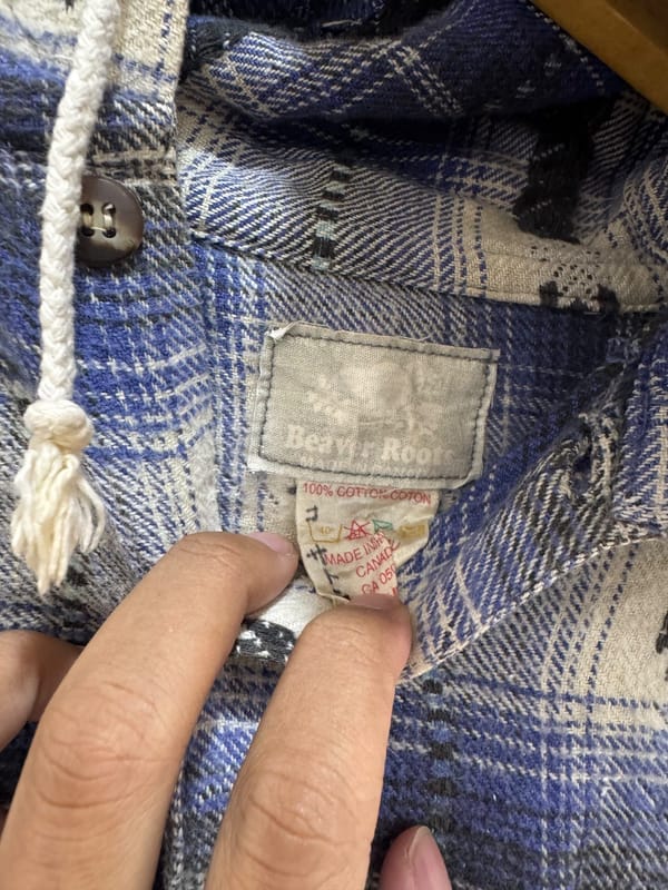 Vtg BEAVER ROOTS Flannel Hoodie, foto 4