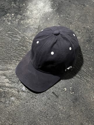 Emporio Armani Logo Embroidered Baseball Cap Navy Sunfaded U