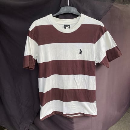 Hysteric glamour stripe white brown tee