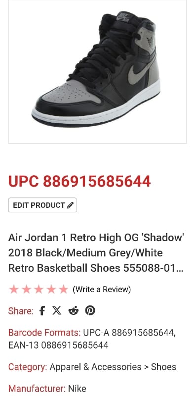 Air Jordan 1 Retro High OG Shadow, foto 6