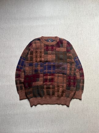Vintage CHAPS Ralph Lauren Patchwork Knit Sweater