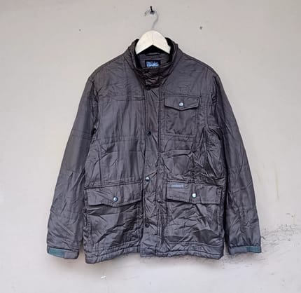 First down military coat jacket casual vintage dark grey