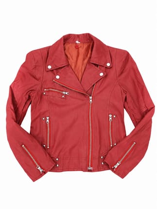 vintage bikers red zippers leather jacket