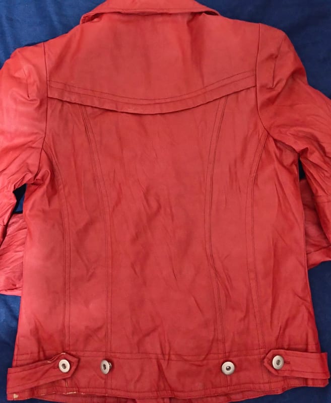 vintage bikers red zippers leather jacket, foto 9