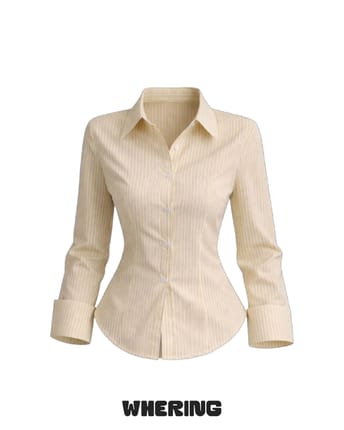 Tomm* kemeja salur yellow fitbody