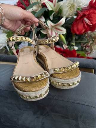 Christian Louboutin Pyhton Leather Pyraclou Wedge Espadrille