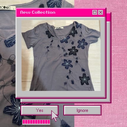 Flowery Y2K V-neck top