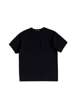 GU single pocket hemless knitted s/s tee black kaos knit kni