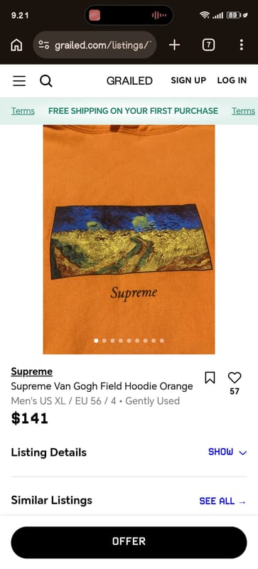 supreme van gogh field hoodie 2017, foto 2