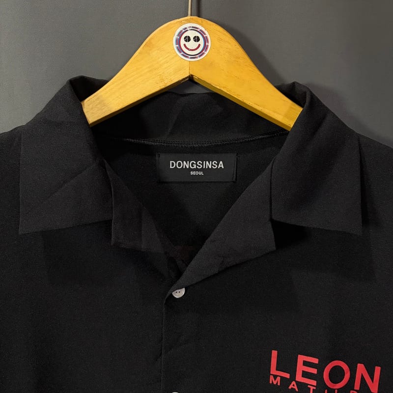 Kemeja back print leon matilda open collar, foto 5