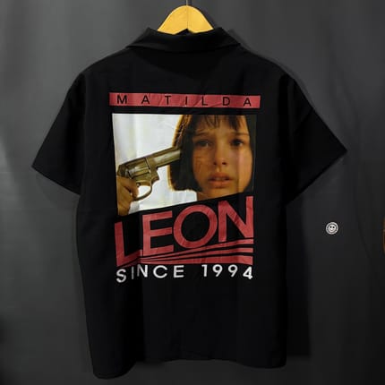 Kemeja back print leon matilda open collar