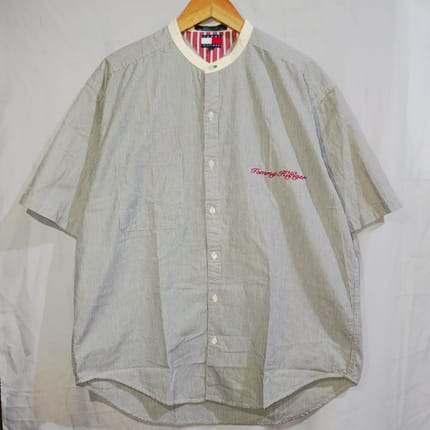 Vintage Tommy Hilfiger Grandad Shirt • Kemeja Brand Casual