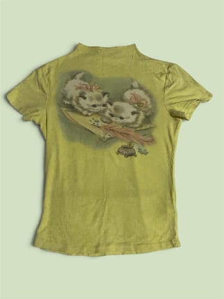 zara printed cat short sleeve crop 90s & y2k vintage
