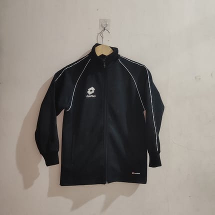 Jaket Tracktop Lotto Vintage Black White Full Zipper