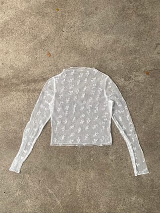 Unbrand Pita Pattern Bordir Transparan Blouses