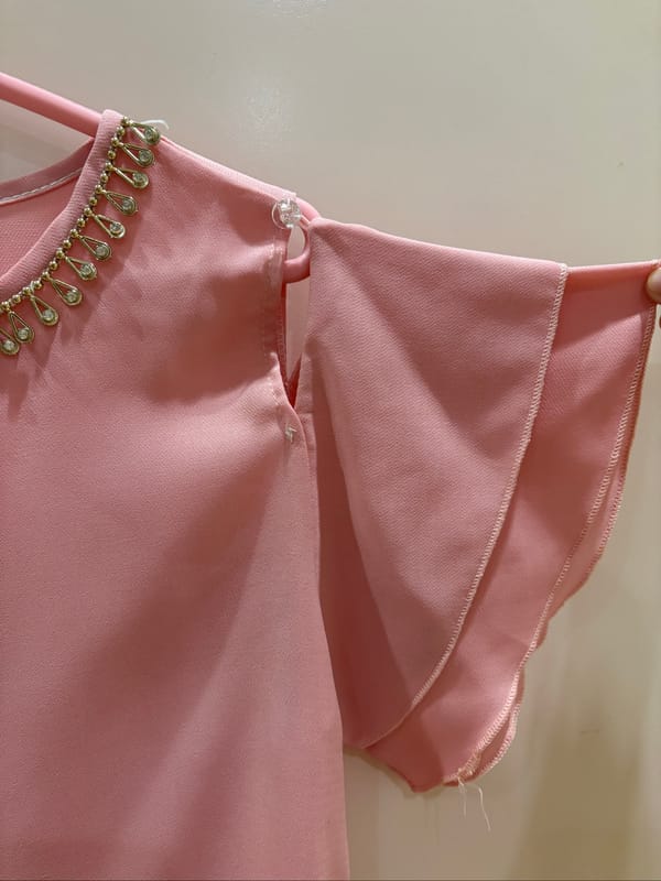 Pink Blouse Ruffled Shoulder, foto 4