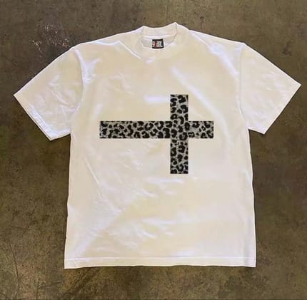 graphic tee shirt cross leopard SZ M (bb 38-45)