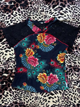 Floral Peacock Lace Cheongsam Top y2k