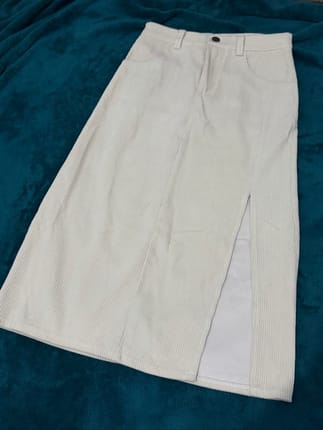 midi skirt corduroy broken white